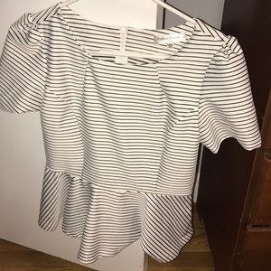 Black and White peplum Top